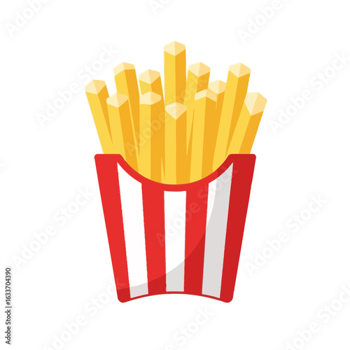 french fries in striped white and red card box - SVG with Transparent Background