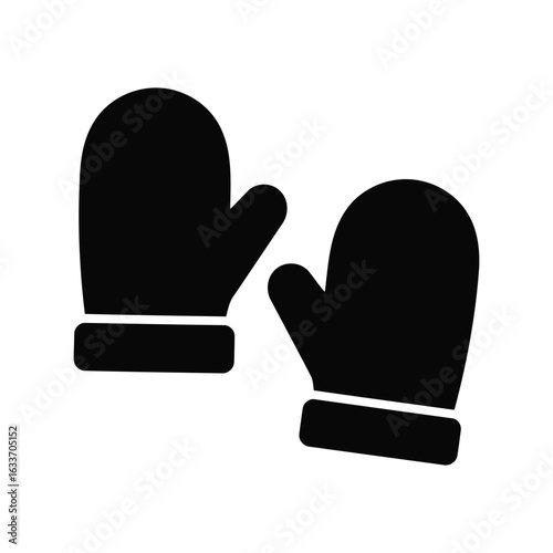 Black mittens icon vector illustration winter handwear warm gloves cold weather accessory isolated on white background