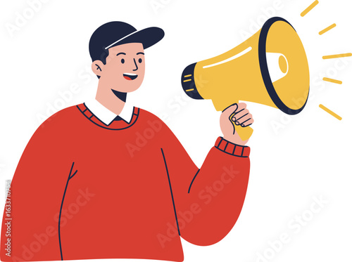 Man with megaphone