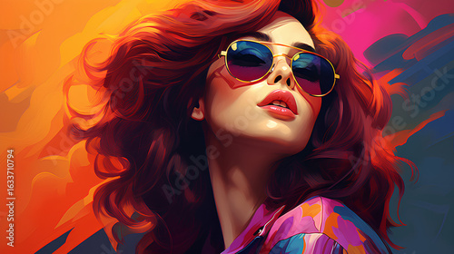 Photorealistic Beautiful Young Stylish Woman, Colorful Plants