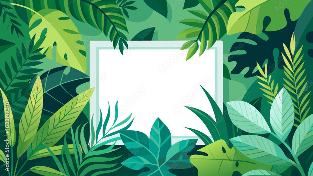 Naklejka premium Nature Background with Abstract Leaf Frame Vector