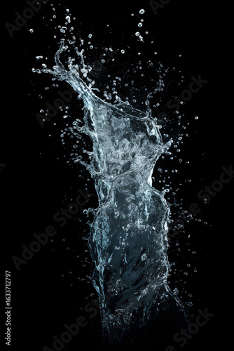 Realistic Dense Water Splashing Running Vertical 