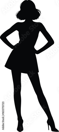 Woman standing with hands on hips silhouette female