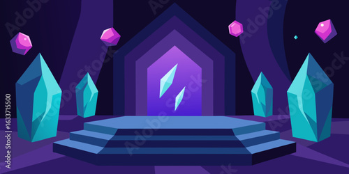 crystal cave stage shimmering gemstones lights