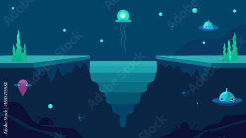 deep sea trench stage bioluminescent creatures