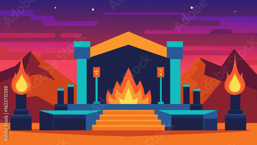 desert festival stage glowing art installations