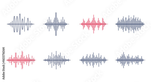 Audio waveforms different colors graphic design