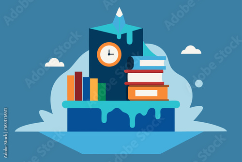 time frozen library levitating books stage