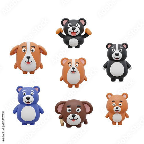 set of cartoon FUNNY animals PNG