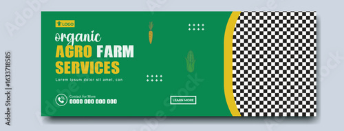 The image is a graphic design for an organic agro farm services company The title of the image is Organic Agro Farm