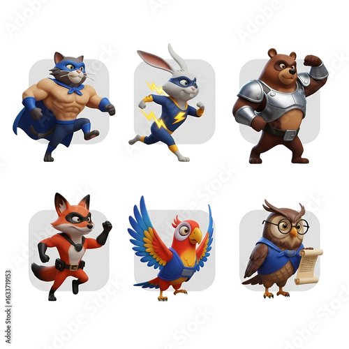 set of cartoon animals HERO PNG