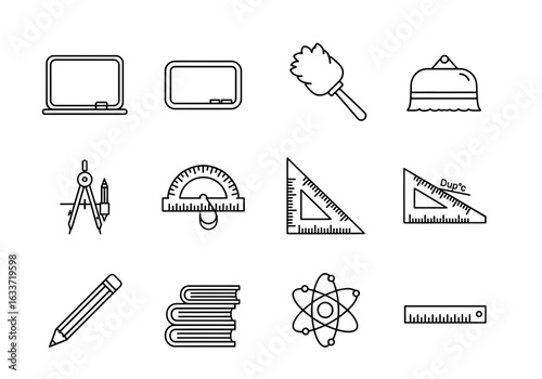 Illustration of various school supplies isolated on white background vector
