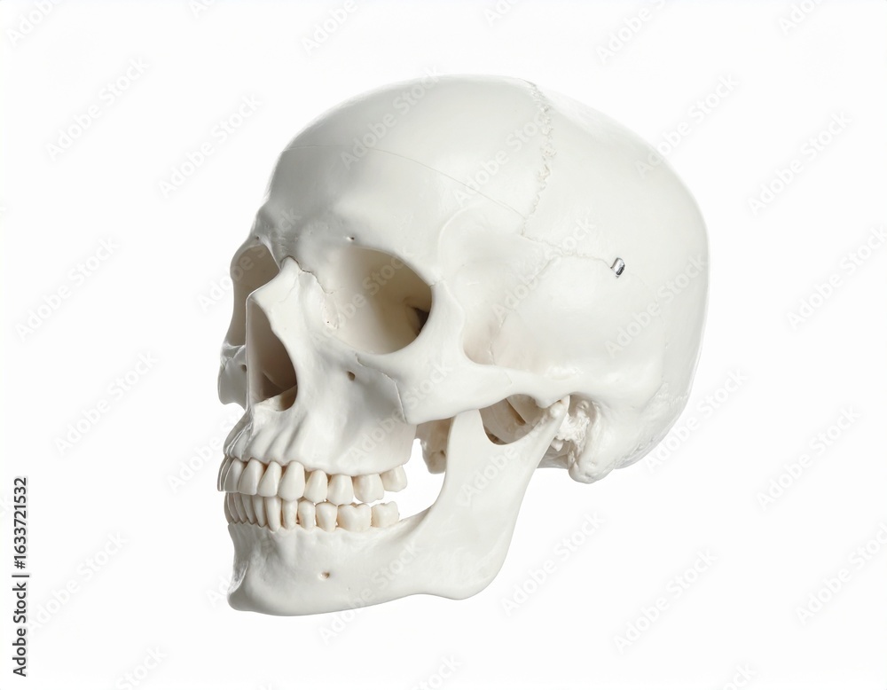 Obraz premium high definition pictures of a human skull in white isolated background