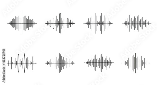 Audio waveforms collection illustration