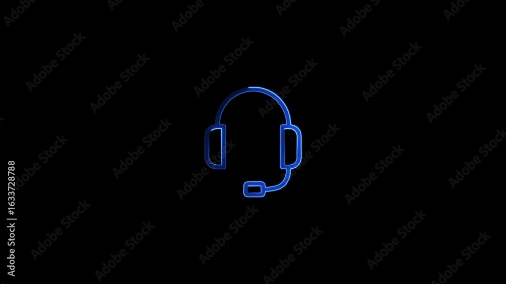 Glowing neon line headphones icon isolated on black background. Concept object for listening to music, service, neon line headphones icon . neon headphone icon animation. Glowing neon line headphones icon isolated on black background. Concept object for listening to music, service, neon line headphones icon . neon headphone icon animation.