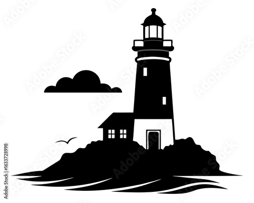 lighthouse  black silhouette vector 