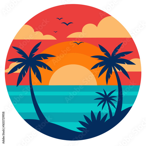 Tropical beach sunset view