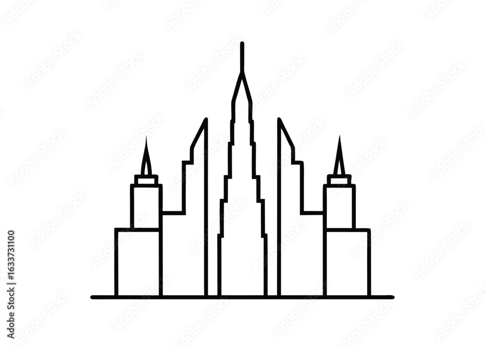 Fototapeta premium Iconic petronas towers outline illustration showcasing the kuala lumpur skyline in a clean modern design