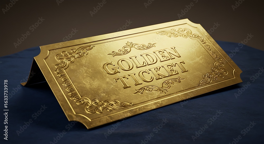 Fototapeta premium Folded Golden Ticket with Elegant Details