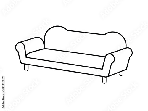Simple outline illustration of a reclining sofa perfect for interior design and furniture concepts
