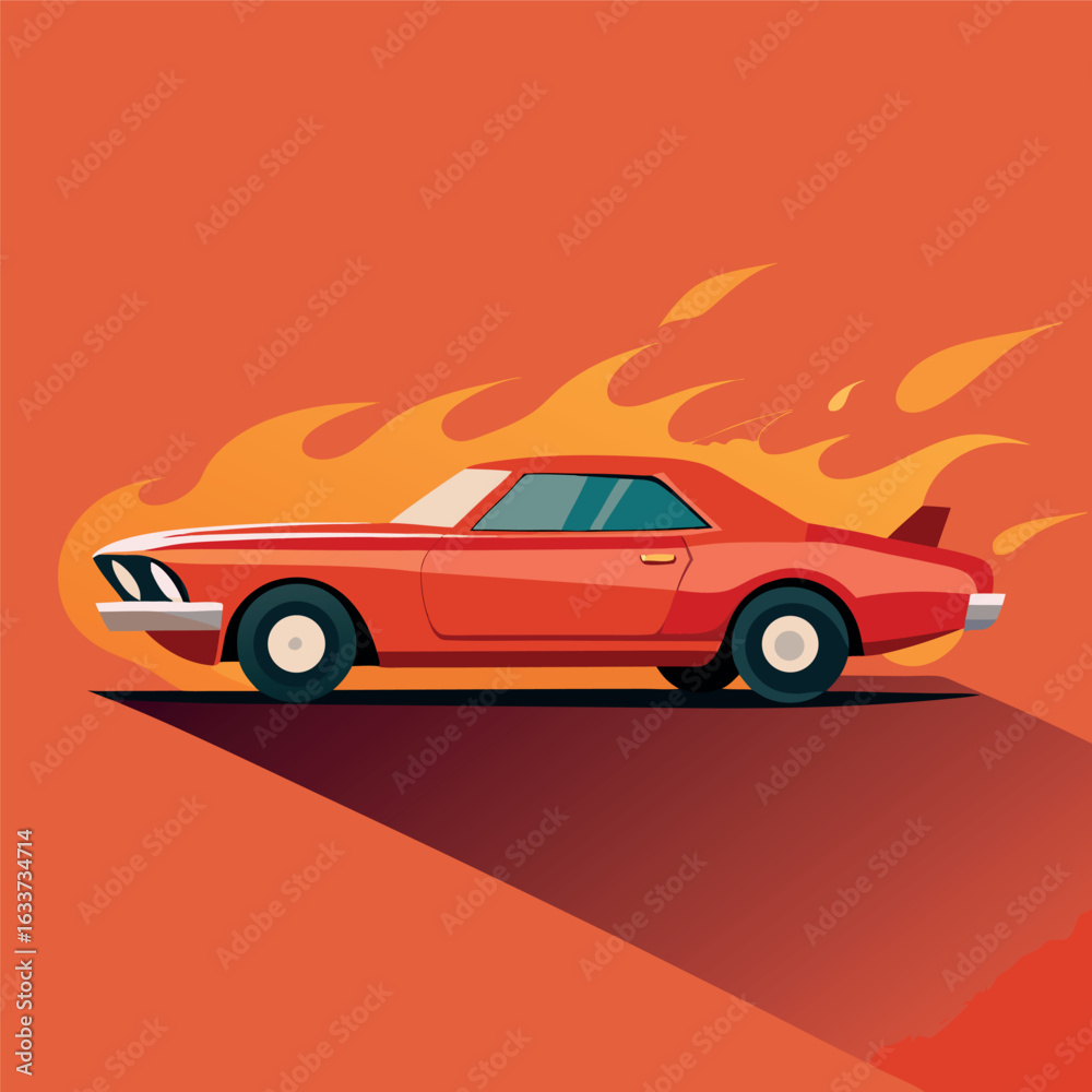 Obraz premium Classic Muscle Car Burning Rubber 