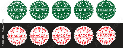 HACCP Certification Seal: Food Safety & Quality Assurance Emblem with Ribbon Badge – Vector Design