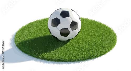 Realistic Soccer Ball: Sports-Themed Content on Green Grass