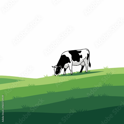 cow on the meadow, vector illustration