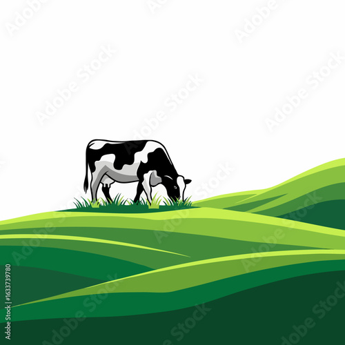 cow on the meadow, vector illustration