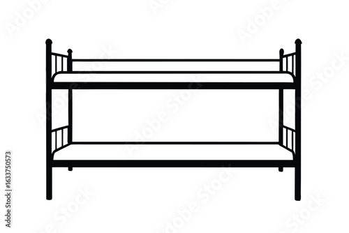 Simple line art illustration of a bunk bed perfect for children s room decor and design projects