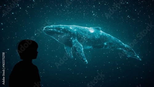 silhouette of a blue whale