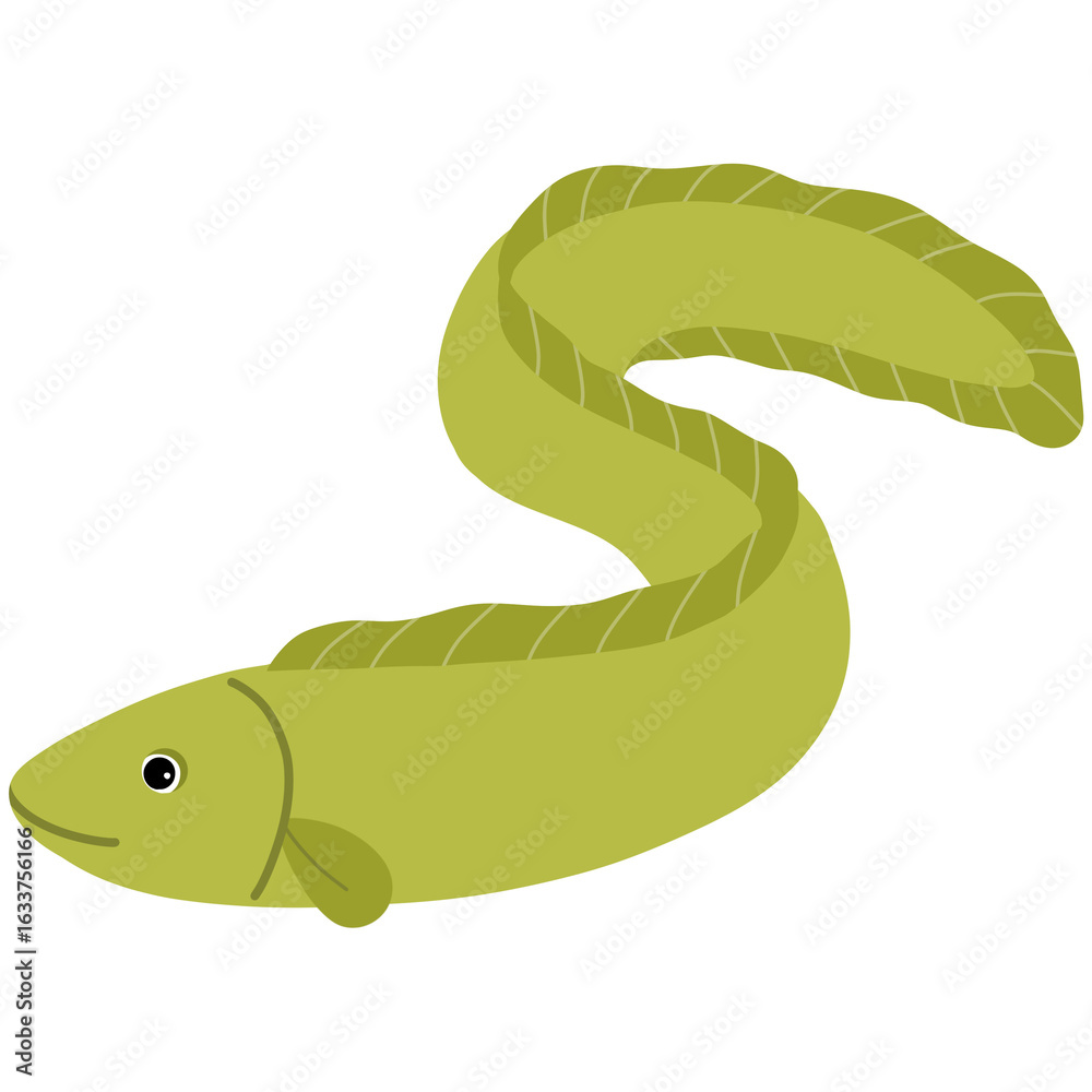 Fototapeta premium Hand drawn green eel cartoon illustration 
