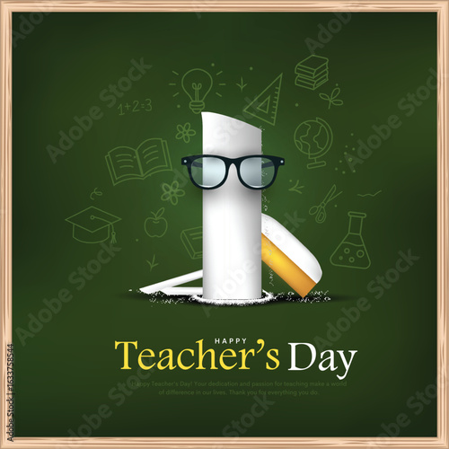 Happy teachers day creative background design. Vector illustration for education concept.