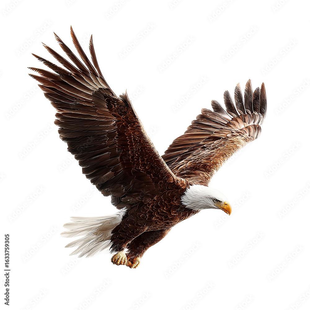 Fototapeta premium Bald eagle in flight, wildlife, nature, freedom