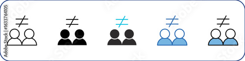 Inequality Icon Pack Multistyle Illustration