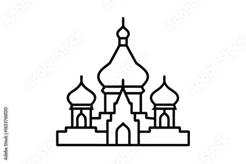 Detailed architectural outline illustration of saint basil s cathedral in moscow russia