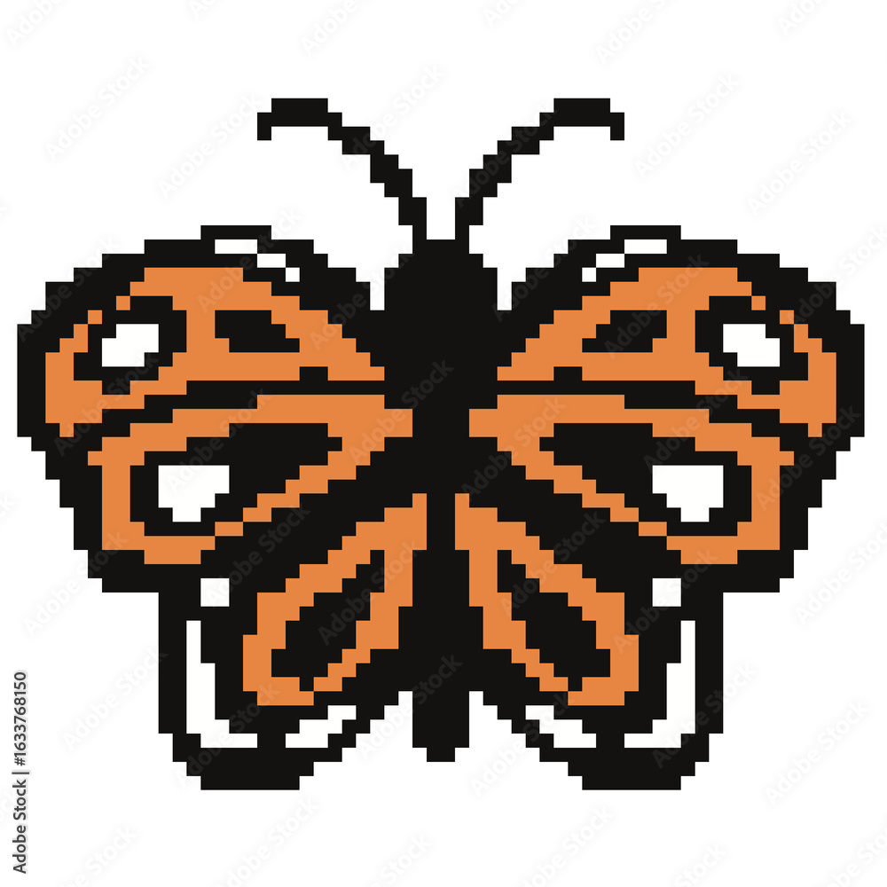 Obraz premium Orange butterfly pixel art