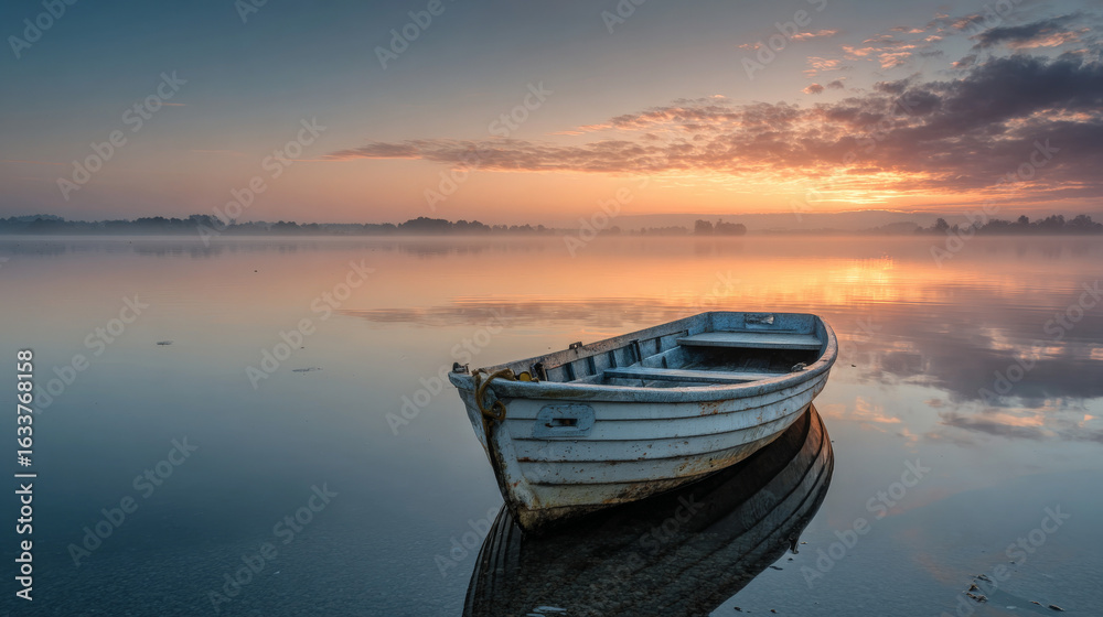 Obraz premium boat at sunset