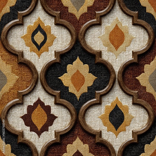 Ornate, patterned tiles with a textured, embossed design