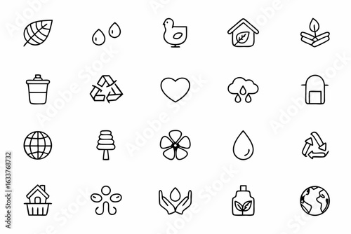 A clean-line collection depicting nature-friendly living with a zero waste mindset. Great for organic packaging, eco-friendly merch, and lifestyle prints.