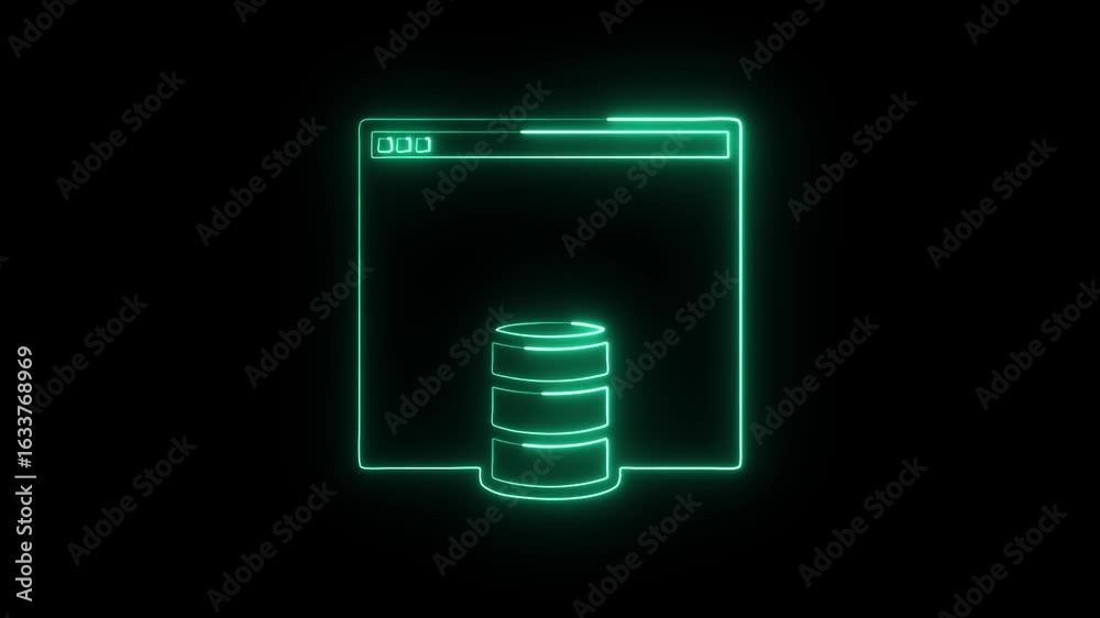 Database Schema Animation with Glowing Lines on Black Background Database Schema Animation with Glowing Lines on Black Background