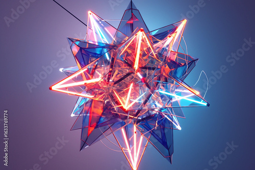 Abstract Shape 3d elements on a vivid background, generative AI