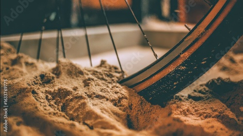 Bicycle Wheel on a Sandy Trail or Beach