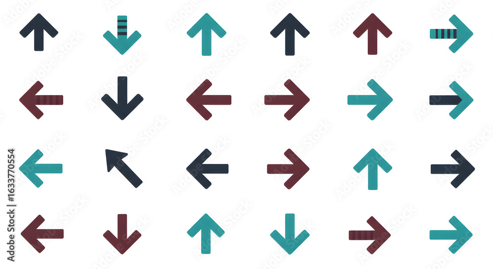 Collection of Modern Flat Design Arrow Icons in Various Directions and Colors Collection of Modern Flat Design Arrow Icons in Various Directions and Colors
