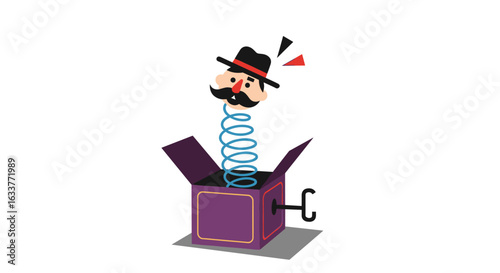 Classic jack in the box toy surprise spring action figure fun childhood entertainment nostalgic playtime surprise