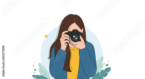 Creative young woman capturing memories with her professional camera and enjoying nature