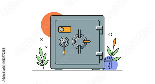 Secure bank vault with rotating handle and dial showing financial safety and protection of assets