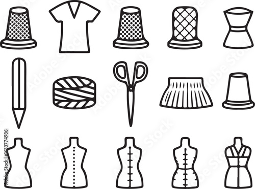 Sewing and Tailoring Icons Concept Set