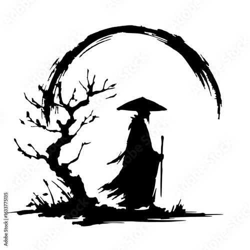 Silhouette of a kung fu teacher