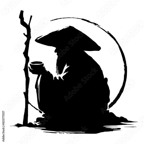 Silhouette of a kung fu teacher